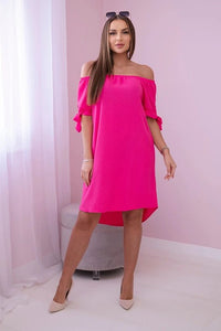 Dress tied on the sleeves 3320 / – Pink цвет / color | Lexline Fashion