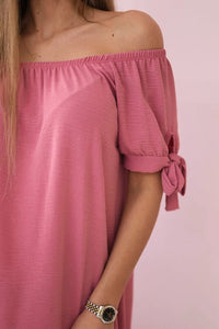 Dress tied on the sleeves 3320 / – Pink || Dark цвет / color | Lexline Fashion