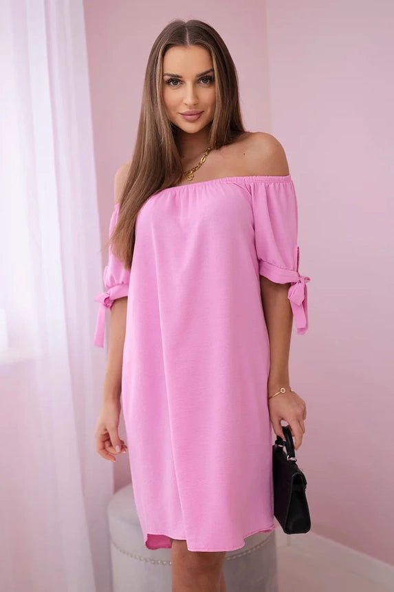 Dress tied on the sleeves 3320 / – Pink || Light цвет / color | Lexline Fashion