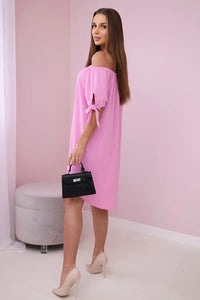 Dress tied on the sleeves 3320 / – Pink || Light цвет / color | Lexline Fashion