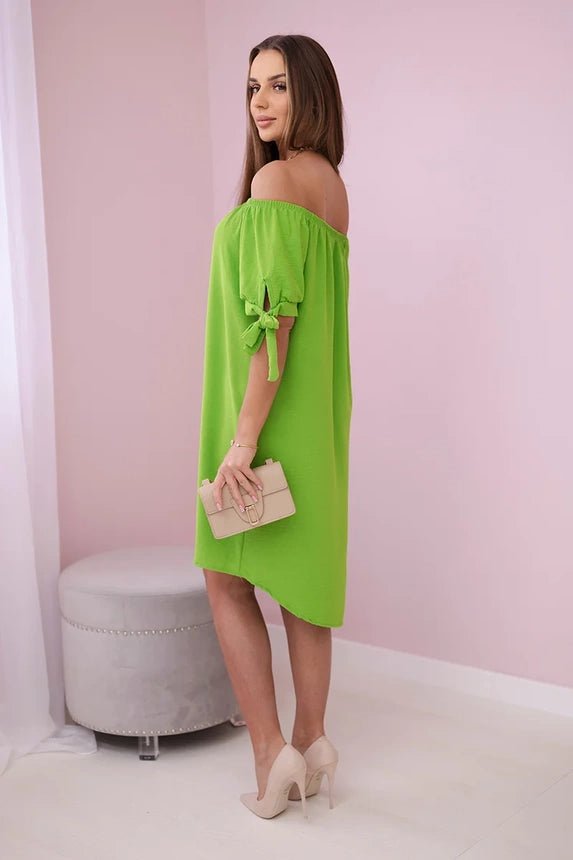 Dress tied on the sleeves 3320 / – Pistachio цвет / color | Lexline Fashion