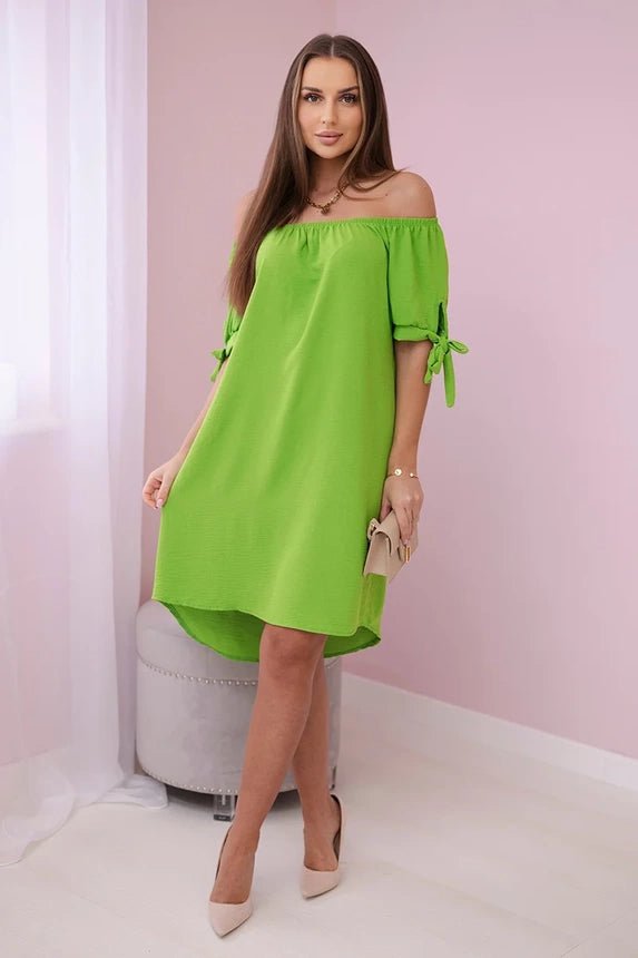 Dress tied on the sleeves 3320 / – Pistachio цвет / color | Lexline Fashion
