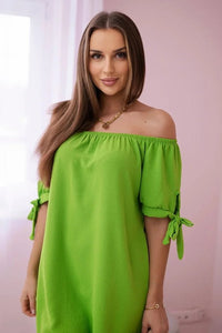 Dress tied on the sleeves 3320 / – Pistachio цвет / color | Lexline Fashion
