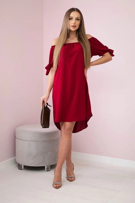 Dress tied on the sleeves 3320 / – Plum цвет / color | Lexline Fashion