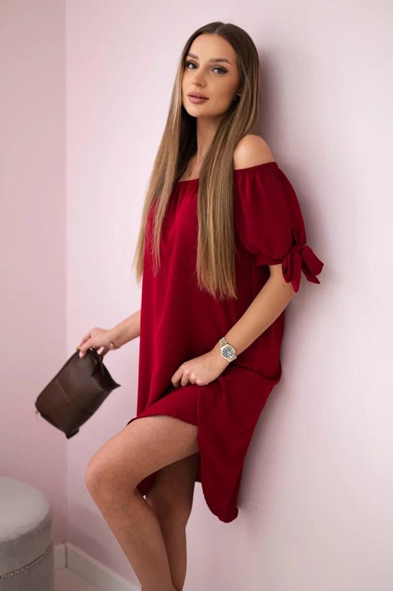 Dress tied on the sleeves 3320 / – Plum цвет / color | Lexline Fashion