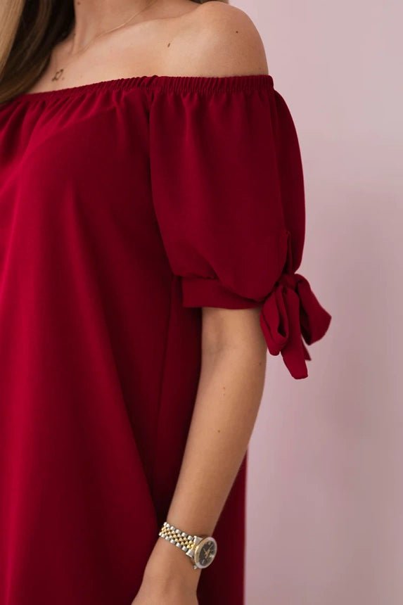 Dress tied on the sleeves 3320 / – Plum цвет / color | Lexline Fashion