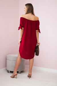 Dress tied on the sleeves 3320 / – Plum цвет / color | Lexline Fashion