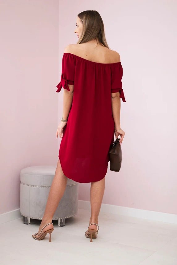 Dress tied on the sleeves 3320 / – Plum цвет / color | Lexline Fashion