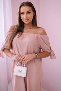 Dress tied on the sleeves 3320 / – Powder цвет / color | Lexline Fashion
