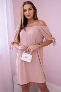 Dress tied on the sleeves 3320 / – Powder цвет / color | Lexline Fashion