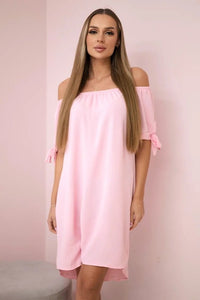 Dress tied on the sleeves 3320 / – Powder || Light цвет / color | Lexline Fashion