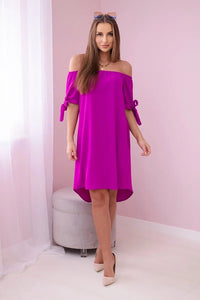 Dress tied on the sleeves 3320 / – Purple || Dark цвет / color | Lexline Fashion