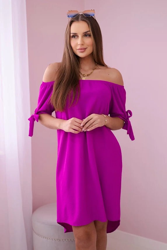 Dress tied on the sleeves 3320 / – Purple || Dark цвет / color | Lexline Fashion