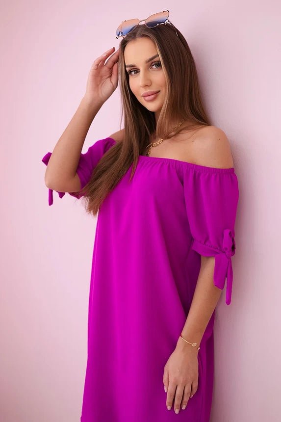 Dress tied on the sleeves 3320 / – Purple || Dark цвет / color | Lexline Fashion