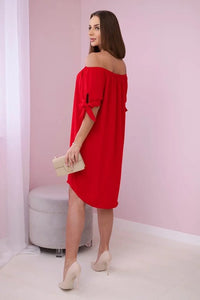 Dress tied on the sleeves 3320 / – Red цвет / color | Lexline Fashion