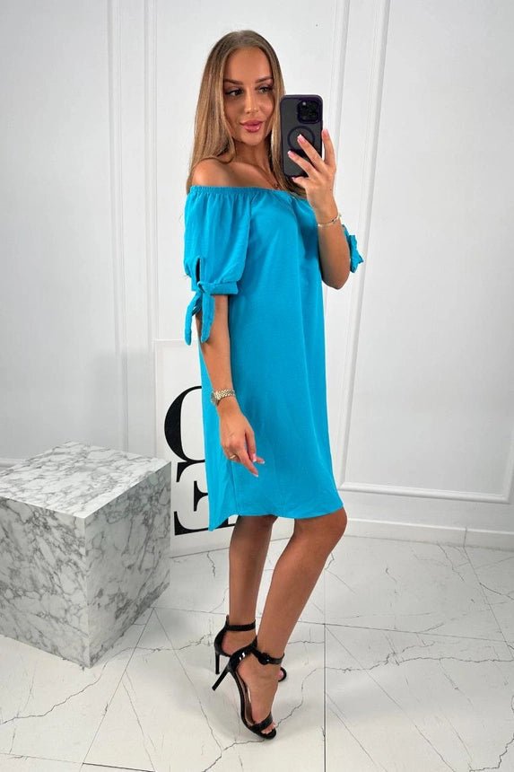 Dress tied on the sleeves 3320 / – Turquoise цвет / color | Lexline Fashion