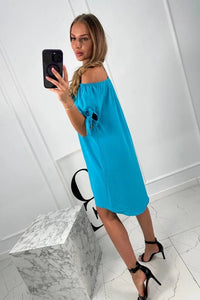 Dress tied on the sleeves 3320 / – Turquoise цвет / color | Lexline Fashion