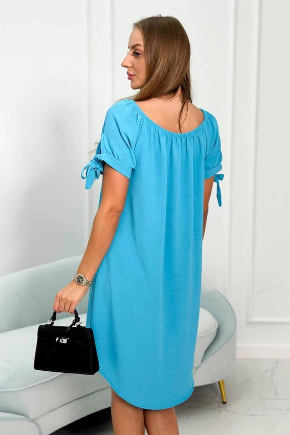 Dress tied on the sleeves 3320 / – Turquoise цвет / color | Lexline Fashion