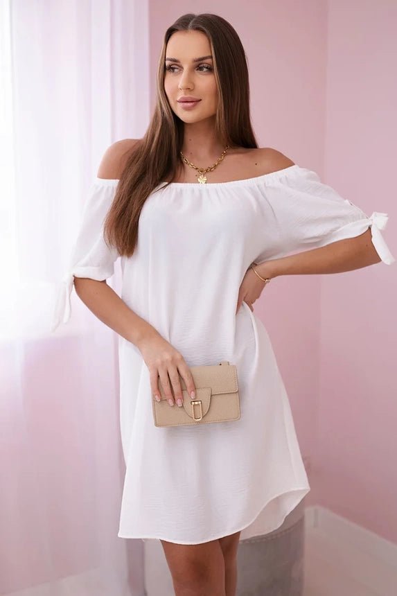 Dress tied on the sleeves 3320 / – White цвет / color | Lexline Fashion