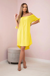 Dress tied on the sleeves 3320 / – Yellow цвет / color | Lexline Fashion