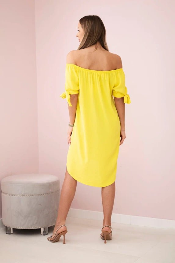 Dress tied on the sleeves 3320 / – Yellow цвет / color | Lexline Fashion