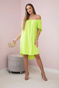 Dress tied on the sleeves 3320 / – Yellow || Neon цвет / color | Lexline Fashion