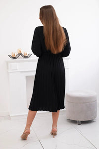 Dress tied with a pleated hem 1027M / – Black цвет / color | Lexline Fashion