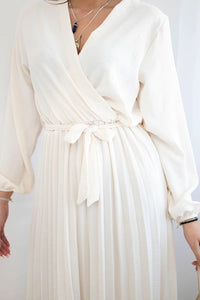 Dress tied with a pleated hem 1027M / – Light || Beige цвет / color | Lexline Fashion