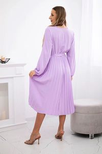 Dress tied with a pleated hem 1027M / – Purple || Light цвет / color | Lexline Fashion