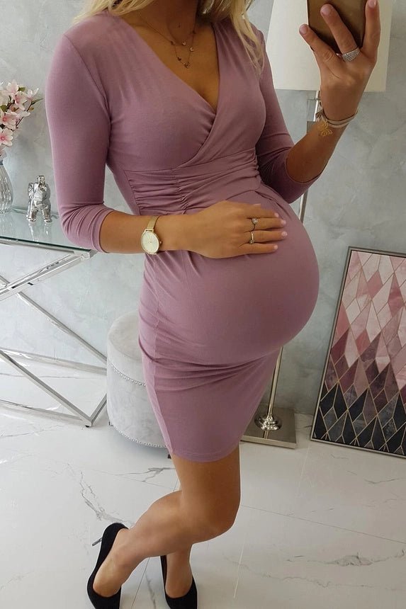 Dress with a cut - out at the bust 8317 / – Pink || Dark цвет / color | Lexline Fashion