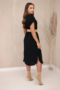 Dress with a decorative belt 5904 / – Black цвет / color | Lexline Fashion