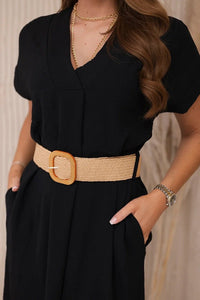 Dress with a decorative belt 5904 / – Black цвет / color | Lexline Fashion
