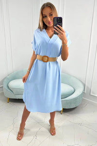 Dress with a decorative belt 5904 / – Blue цвет / color | Lexline Fashion