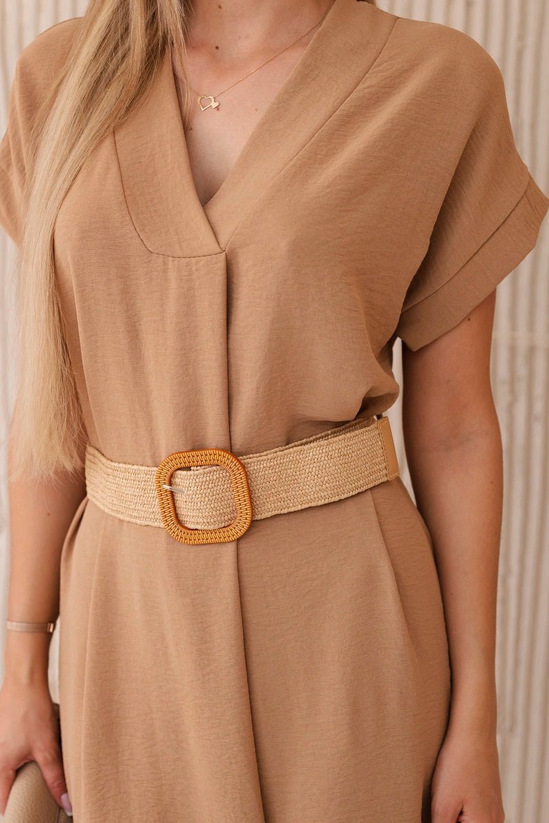 Dress with a decorative belt 5904 / – Camel цвет / color | Lexline Fashion