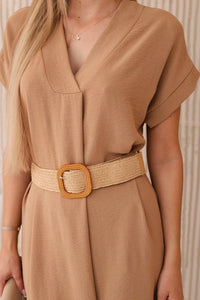 Dress with a decorative belt 5904 / – Camel цвет / color | Lexline Fashion