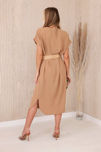Dress with a decorative belt 5904 / – Camel цвет / color | Lexline Fashion