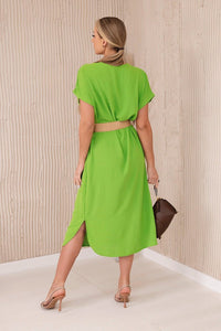 Dress with a decorative belt 5904 / – Green || Light цвет / color | Lexline Fashion