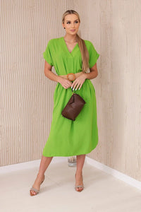 Dress with a decorative belt 5904 / – Green || Light цвет / color | Lexline Fashion