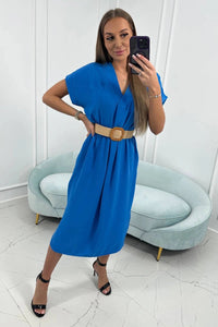 Dress with a decorative belt 5904 / – Jeans цвет / color | Lexline Fashion