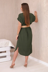 Dress with a decorative belt 5904 / – Khaki цвет / color | Lexline Fashion