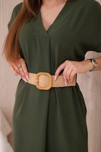 Dress with a decorative belt 5904 / – Khaki цвет / color | Lexline Fashion