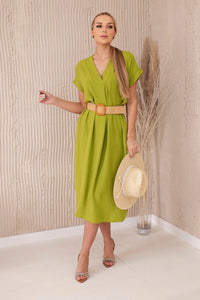 Dress with a decorative belt 5904 / – Kiwi цвет / color | Lexline Fashion