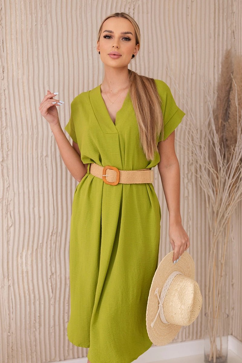 Dress with a decorative belt 5904 / – Kiwi цвет / color | Lexline Fashion