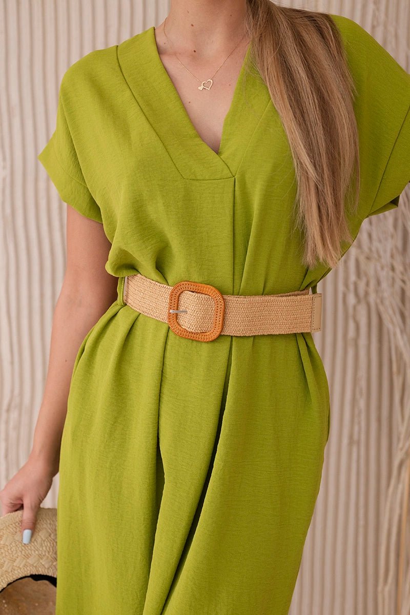 Dress with a decorative belt 5904 / – Kiwi цвет / color | Lexline Fashion