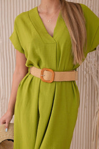 Dress with a decorative belt 5904 / – Kiwi цвет / color | Lexline Fashion