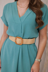 Dress with a decorative belt 5904 / – Mint || Dark цвет / color | Lexline Fashion