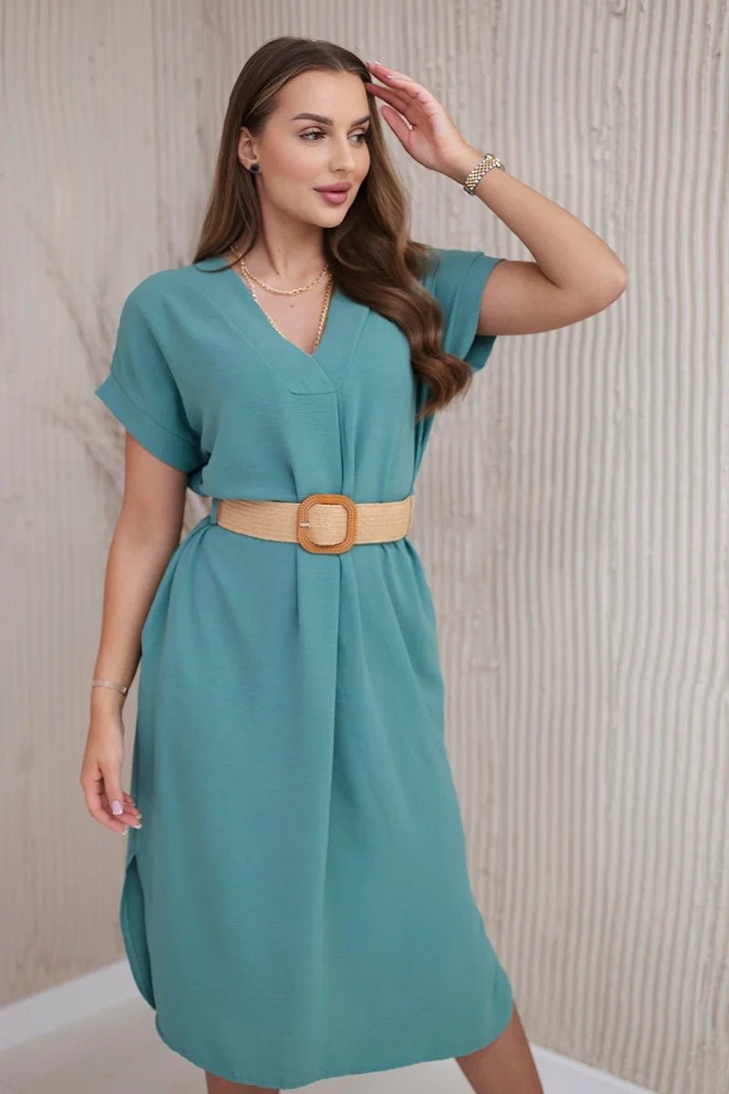 Dress with a decorative belt 5904 / – Mint || Dark цвет / color | Lexline Fashion