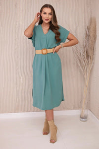 Dress with a decorative belt 5904 / – Mint || Dark цвет / color | Lexline Fashion
