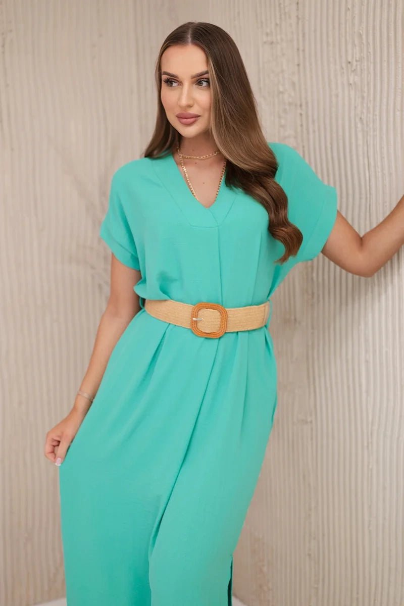 Dress with a decorative belt 5904 / – Mint || Light цвет / color | Lexline Fashion