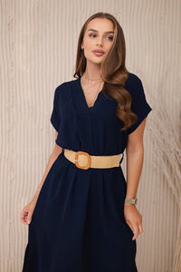 Dress with a decorative belt 5904 / – Navy blue цвет / color | Lexline Fashion